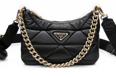 PRADA Black Leather System Re-edition Nappa Quilted Patchwork Crossbody Bag (New)