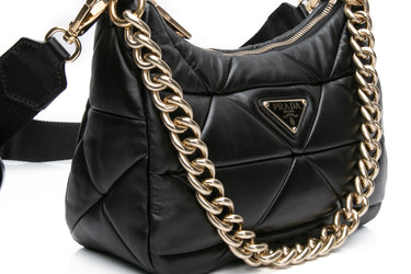 PRADA Black Leather System Re-edition Nappa Quilted Patchwork Crossbody Bag (New)