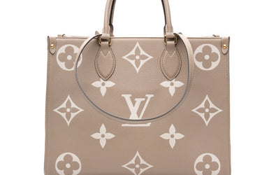 LOUIS VUITTON Dove Cream Bicolor Empreinte Leather Monogram Onthego MM