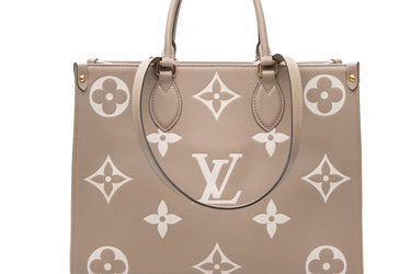 LOUIS VUITTON Dove Cream Bicolor Empreinte Leather Monogram Onthego MM