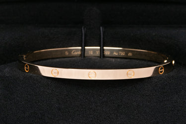 CARTIER Yellow Gold Love Bracelet Small Model Sz 16