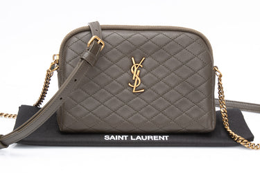 SAINT LAURENT Quilted Light Musk Leather Gaby YSL Mini Crossbody Bag (New)