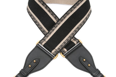 CHRISTIAN DIOR Black Dior Logo Embroidered Shoulder Strap