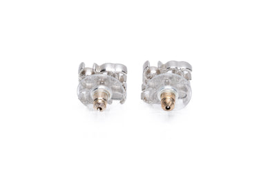 CHANEL 24B CC Square Silver Stud Earrings