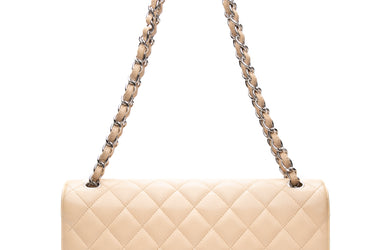 CHANEL Beige Caviar Quilted Jumbo Double Flap Bag