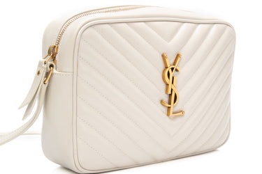 SAINT LAURENT Crema Soft Lou Quilted Camera Crossbody Bag