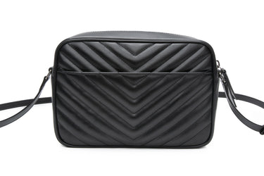 SAINT LAURENT Black Lou Quilted Camera Crossbody Bag