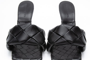 BOTTEGA VENETA Black Nappa Maxi Intrecciato Lido 90mm Mule Sandals 38