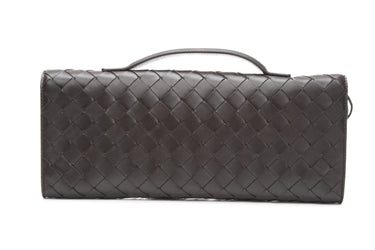 BOTTEGA VENETA Dark Brown Long Andiamo Intrecciato Leather Clutch Bag