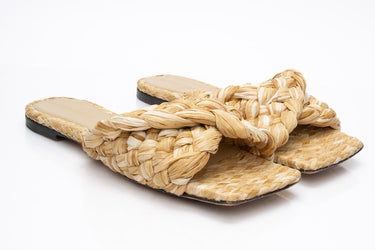 BOTTEGA VENETA Raffia Flat Sandals 37.5