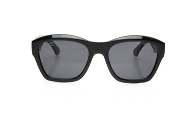 CHANEL Black Square Acetate Folding Polarized Sunglasses