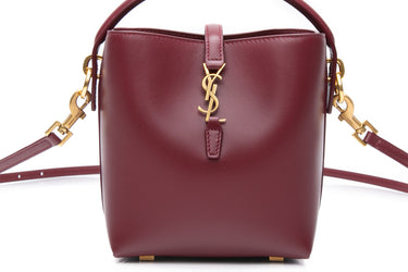 SAINT LAURENT Rouge Cabernet LE 37 Mini Bucket Bag in Shiny Leather (New)