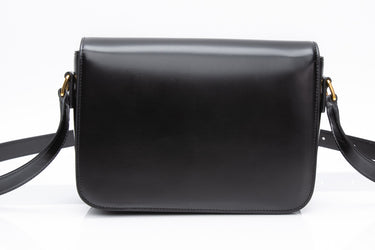 CELINE Black Classique Triomphe Crossbody Bag in Shiny Calfskin (New)