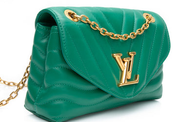 LOUIS VUITTON Green New Wave Quilted Leather MM Chain Bag