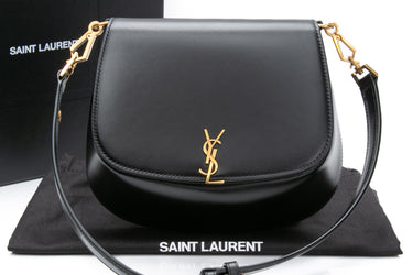 SAINT LAURENT Black Calfskin Voltaire Top-Handle Bag
