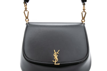 SAINT LAURENT Black Calfskin Voltaire Top-Handle Bag