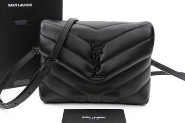 SAINT LAURENT Black Calfskin Monogram Toy Loulou Crossbody Bag