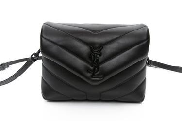 SAINT LAURENT Black Calfskin Monogram Toy Loulou Crossbody Bag