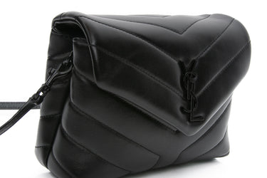 SAINT LAURENT Black Calfskin Monogram Toy Loulou Crossbody Bag