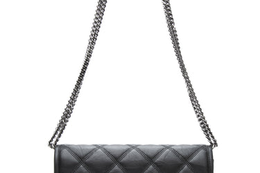 SAINT LAURENT Black Lambskin Diamond Quilted Becky Chain Wallet Crossbody Bag (New)
