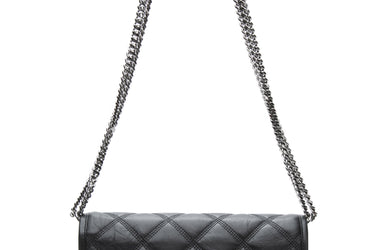 SAINT LAURENT Black Lambskin Diamond Quilted Becky Chain Wallet Crossbody Bag (New)