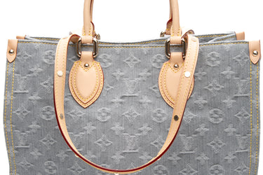 LOUIS VUITTON Washed Gray Monogram Denim OnTheGo MM