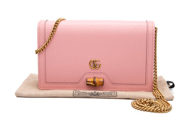 GUCCI Wild Rose Textured Dollar Calfskin Mini Diana Chain Crossbody Bag