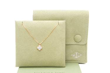Van Cleef & Arpels Sweet Mini Alhambra 18K Yellow Gold Necklace Mother of Pearl