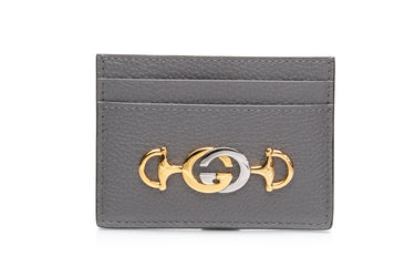 GUCCI Dusty Grey Horsebit Zumi Card Holder (New)