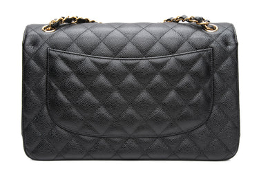 CHANEL Black Caviar Quilted Jumbo Double Flap Bag