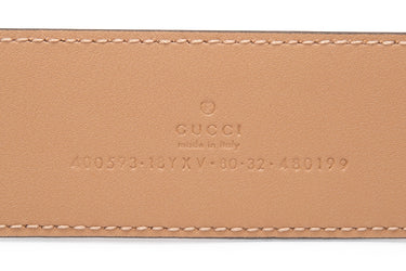 GUCCI Azalea Michel Camelia Leather Belt With Double G Buckle 80 32 (New)