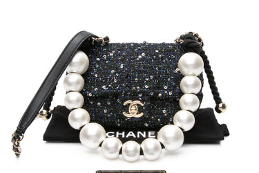 CHANEL Mini Tweed Pearl Handle Crossbody Bag