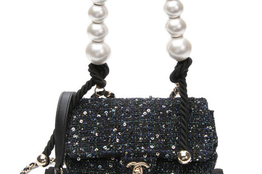 CHANEL Mini Tweed Pearl Handle Crossbody Bag