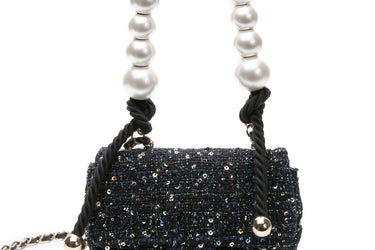 CHANEL Mini Tweed Pearl Handle Crossbody Bag