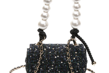 CHANEL Mini Tweed Pearl Handle Crossbody Bag