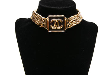 CHANEL Gold Resin CC Chain Link Choker Necklace
