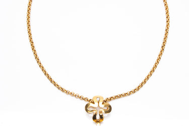 CHANEL Vintage Gold CC Clover Necklace