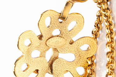 CHANEL Vintage Gold CC Clover Necklace