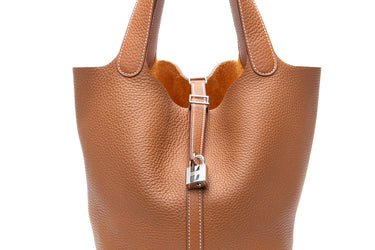 HERMES Gold Taurillon Clemence Picotin Lock 22 Bag