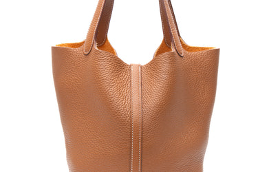 HERMES Gold Taurillon Clemence Picotin Lock 22 Bag