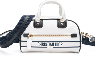 DIOR White Calfskin Mini Dior Vibe Zip Bowling Bag