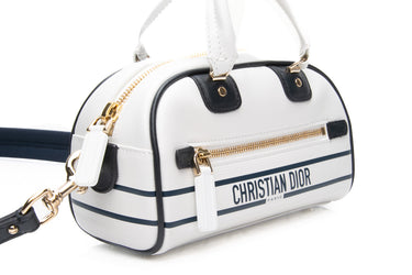 DIOR White Calfskin Mini Dior Vibe Zip Bowling Bag