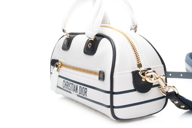 DIOR White Calfskin Mini Dior Vibe Zip Bowling Bag