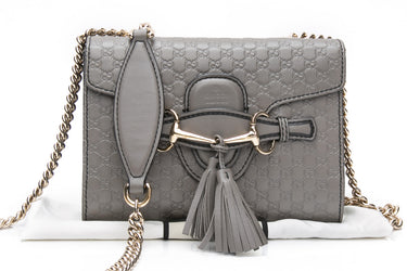 GUCCI Grey Soft Microguccissima Mini Emily Chain Shoulder Bag