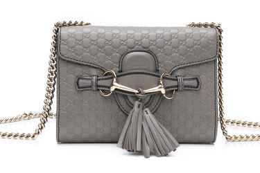 GUCCI Grey Soft Microguccissima Mini Emily Chain Shoulder Bag