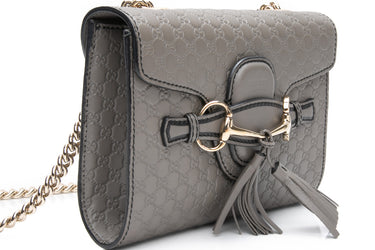 GUCCI Grey Soft Microguccissima Mini Emily Chain Shoulder Bag