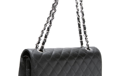 CHANEL Black Caviar Quilted Medium Double Flap Bag
