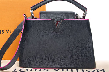 LOUIS VUITTON Navy Blue Taurillon Capucines BB Crossbody Bag