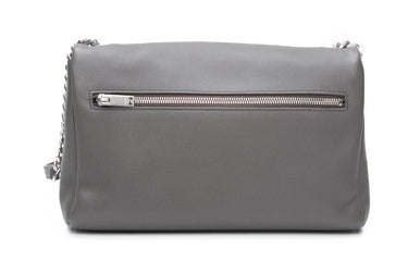 SAINT LAURENT Grey Grain De Poudre Medium West Hollywood Monogram Fold-Over Bag