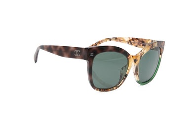 CHANEL Tortoise Square CC Acetate Sunglasses